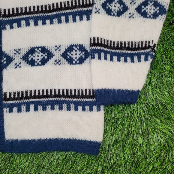 Vintage 80s Native-American Zip Sweater S/M 20x24 Tribal - Picture 9 of 10